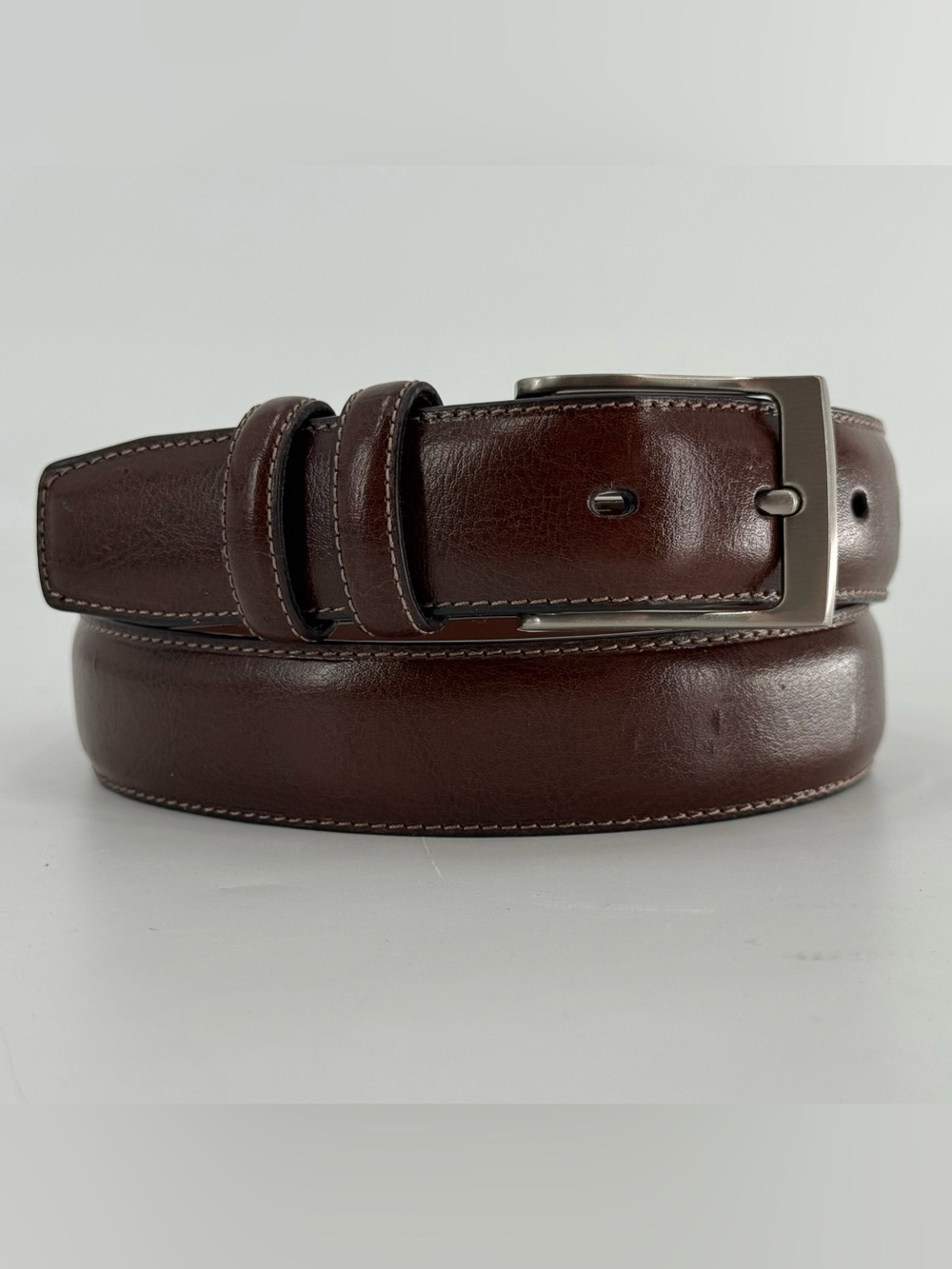 Perry Ellis Contemporary Business Casual Brown Leather Belt 32